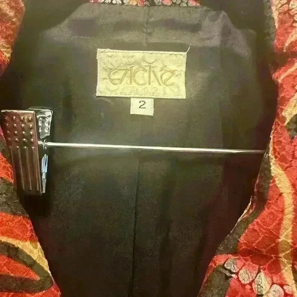 Cache Vintage Red Faux Suede Snake Embossed Print Moto Jacket Size 2 Double Zip - Picture 4 of 7